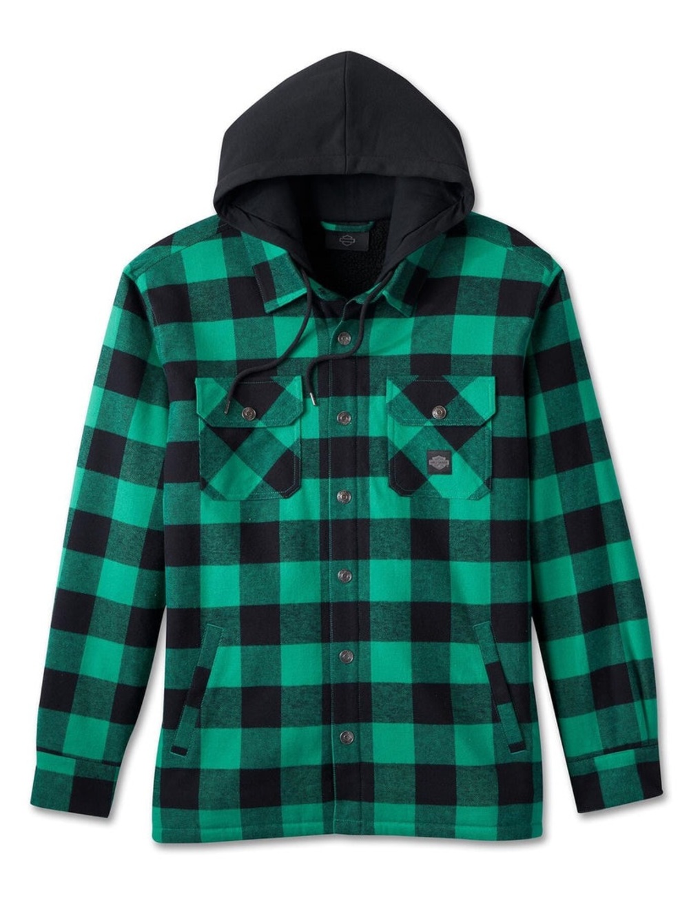 Harley-Davidson Green and Black Plaid Flannel jacket- Medium